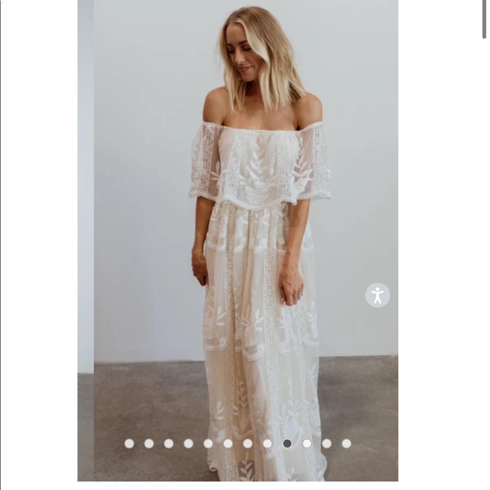 White off the shoulder lace maxi dress